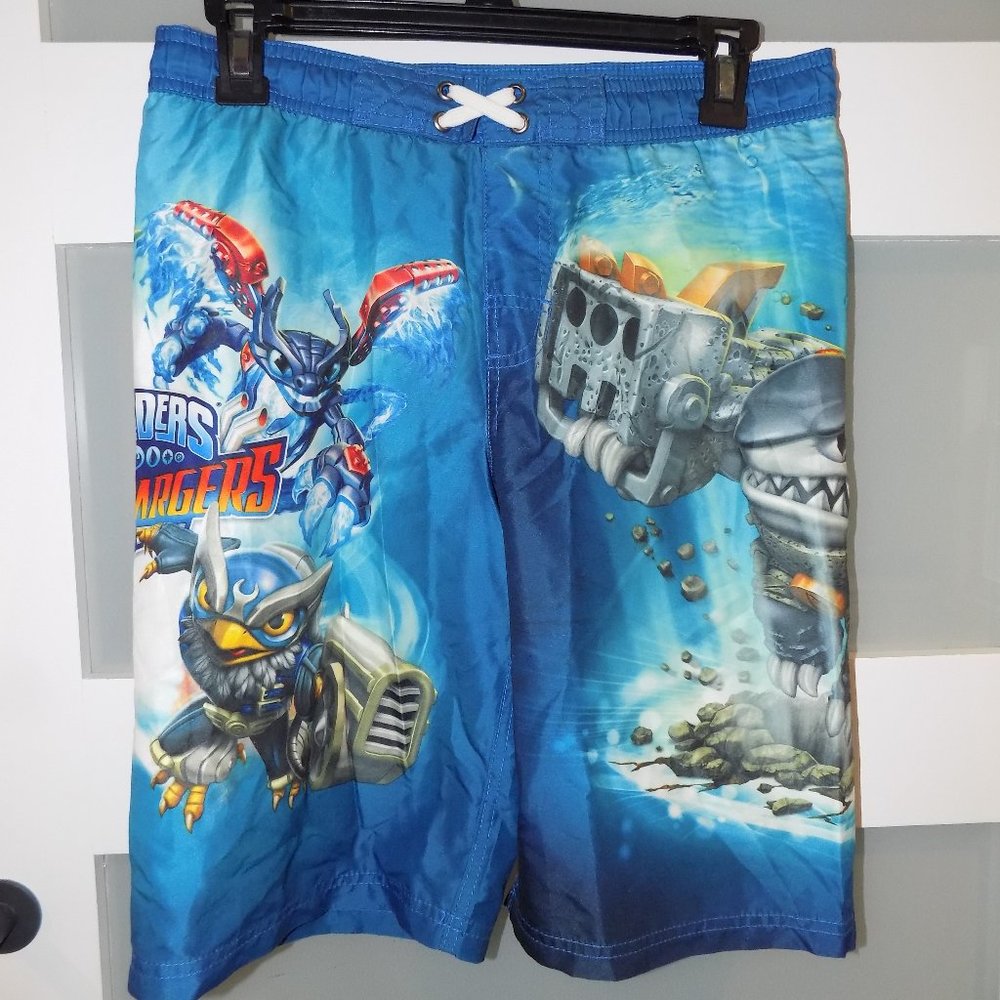 Skylanders Superchargers Swim Trunks Size L (10/12) Boy's Drawstring Waist ONLY
